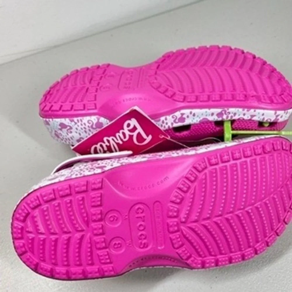 Barbie x Crocs Classic Clog Pink Flamingo Charms Movie Shoes Size 8 Women Mens 6